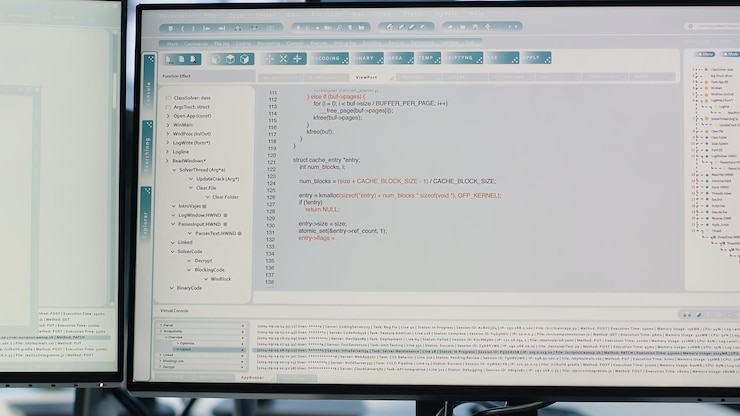 Photo gratuit les ordinateurs du centre de données exécutent des tests de diagnostic sur les plateformes de serveurs.