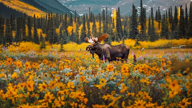 Photo gratuite l'orignal photoréaliste dans la nature