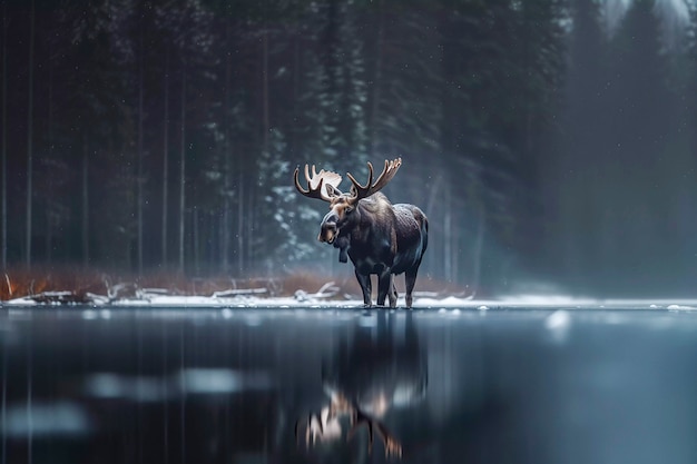 Photo gratuite l'orignal photoréaliste dans la nature