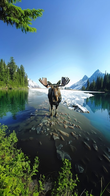 Photo gratuite l'orignal photoréaliste dans la nature