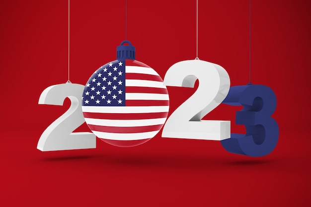 Photo gratuite ornement de l'année 2023 et des états-unis