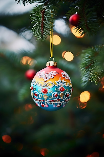 Photo gratuite ornement de globe d'arbre de noël