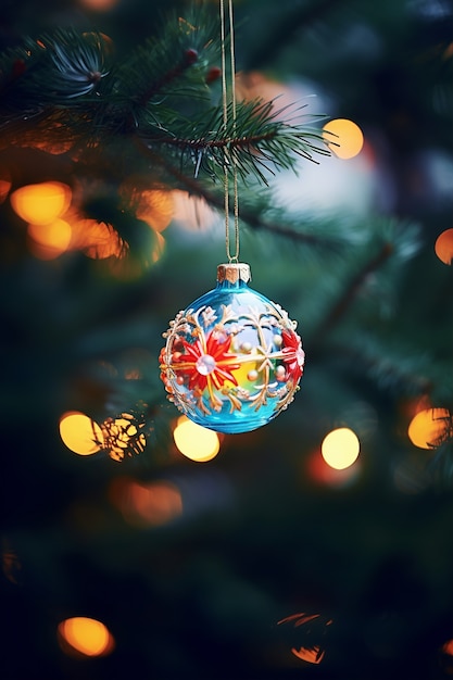 Photo gratuite ornement de globe d'arbre de noël