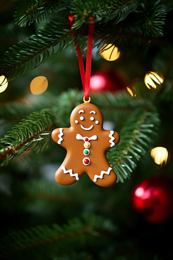 Photo gratuit ornement de pain d'épice d'arbre de noël