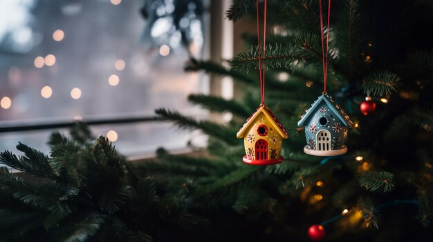Ornements de maison d'arbre de Noël