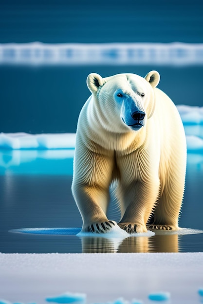 Photo gratuite un ours polaire est debout sur une banquise.