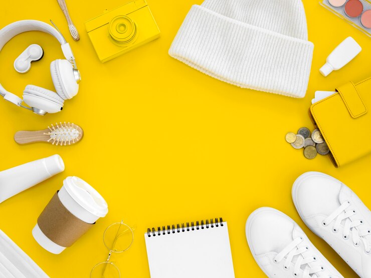 Photo gratuit pack nature morte de voyage