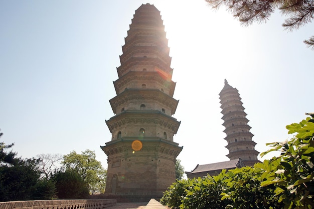 Pagodes des jumeauxl'ancien monument de la ville de taiyuan ils ont été construits sous la dynastie ming de l'époque chinoise
