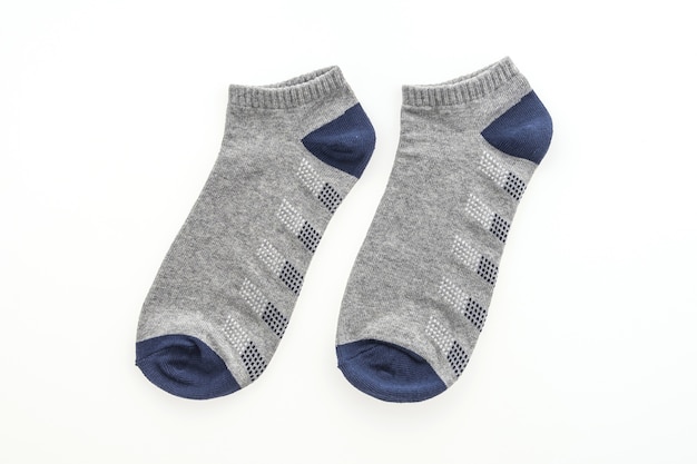 Photo gratuite paire de chaussettes bleu et gris