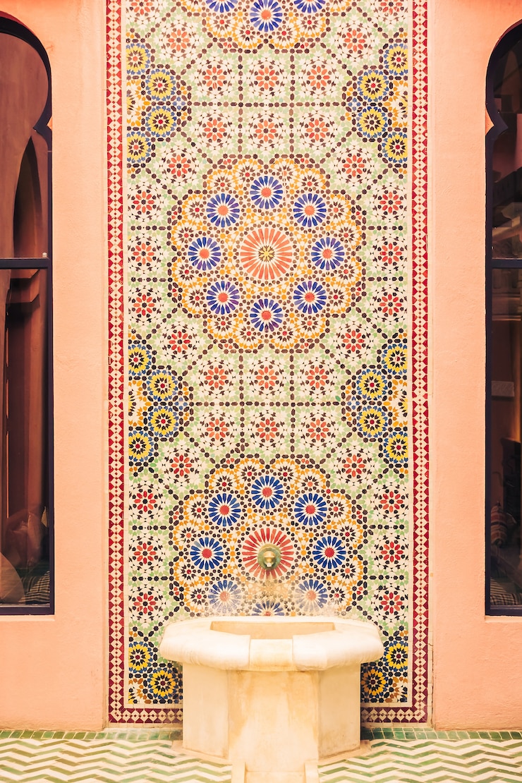 Photo gratuit palais mosaïque modèle de porte ben