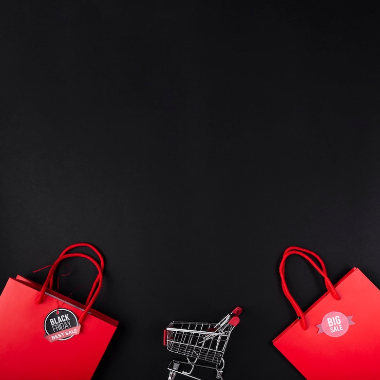 Photo gratuit panier entre les sacs rouges