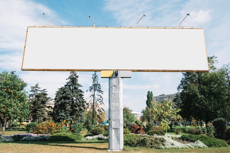 Photo gratuit un panneau d'affichage vide près du parc