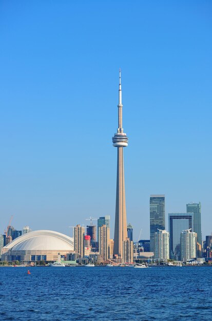 Panorama sur la ligne d'horizon de Toronto sur le lac à l'architecture urbaine.