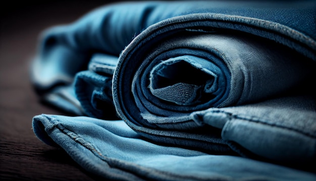 Photo gratuite pantalon en denim à la mode avec poche pliée en bleu ai générative