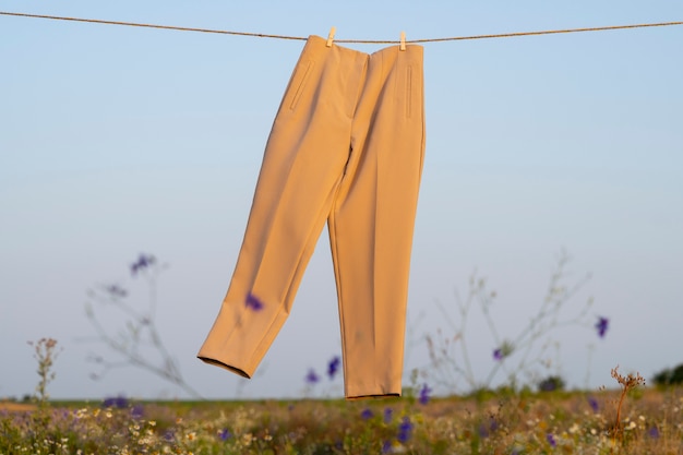 Pantalons beige brun clair à l'extérieur nature morte