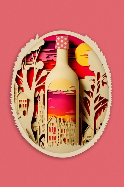 Papercut illustration de bouteille de cartojal