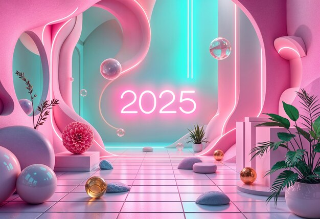 Papier peint au néon pour la nouvelle année 2025