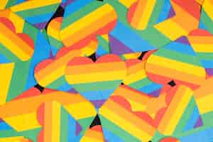 Photo gratuite papier peint coeurs lgbt multicolores