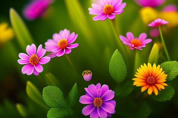 Un papier peint fleuri avec une fleur appelée marguerites