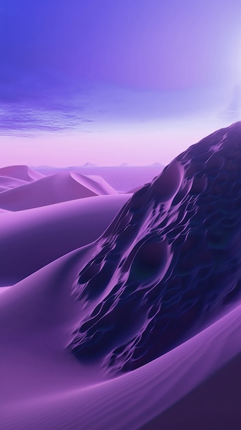 Papier peint paysage surréaliste et onirique dans les tons violets