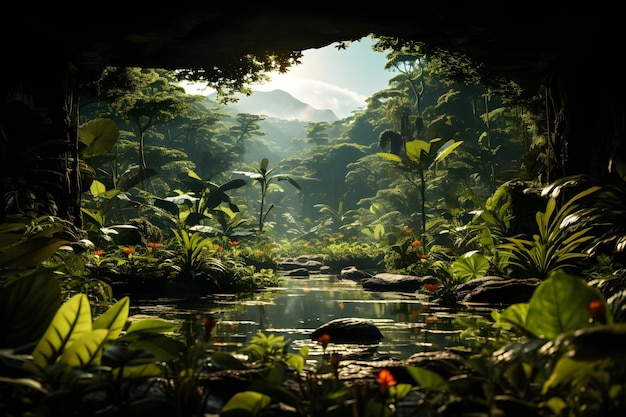 Photo gratuite papier peint avec des paysages de jungle