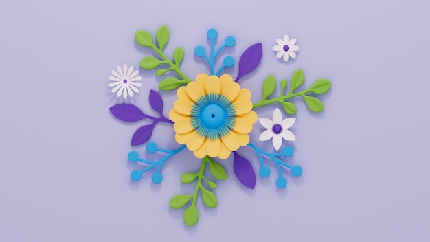 Papier peint printanier floral coloré