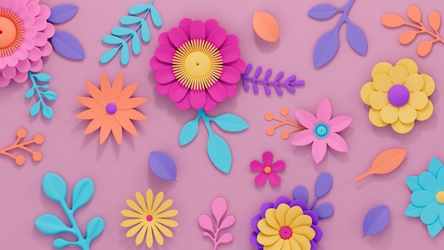 Photo gratuite papier peint printanier floral coloré