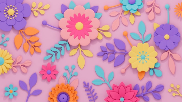 Papier peint printanier floral coloré