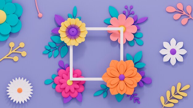 Papier peint printanier floral coloré