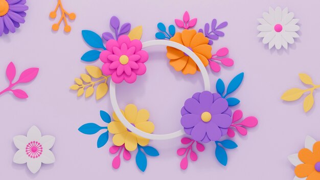 Papier peint printanier floral coloré