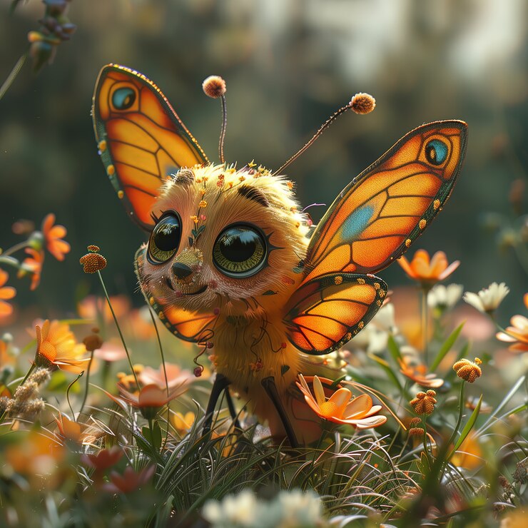 Photo gratuit un papillon animé en 3d