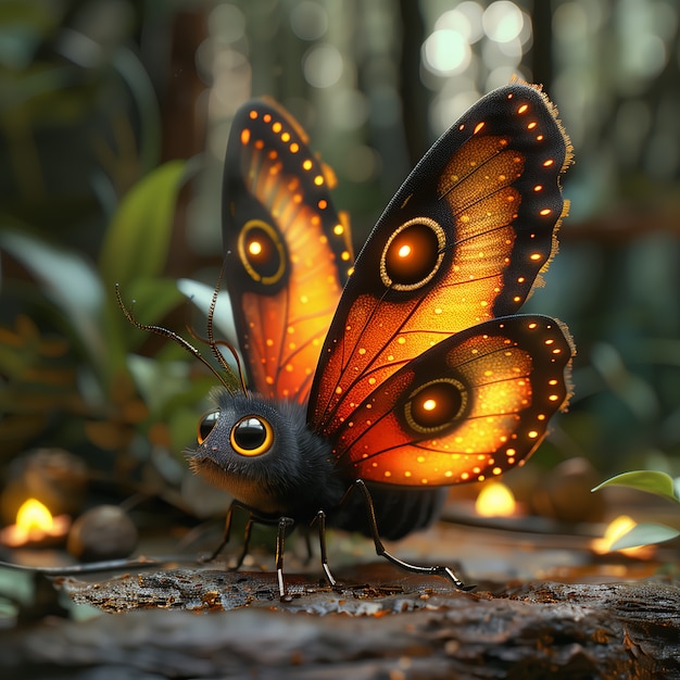 Photo gratuite un papillon animé en 3d