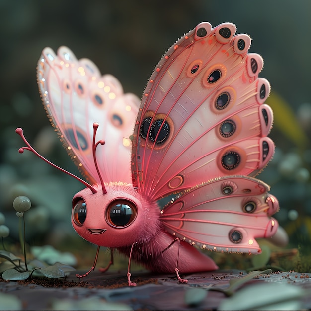 Photo gratuite un papillon animé en 3d