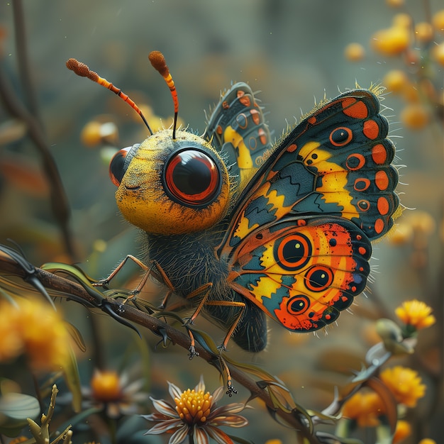 Photo gratuite un papillon animé en 3d