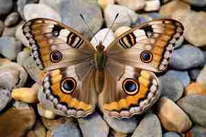 Photo gratuite le papillon sur les cailloux