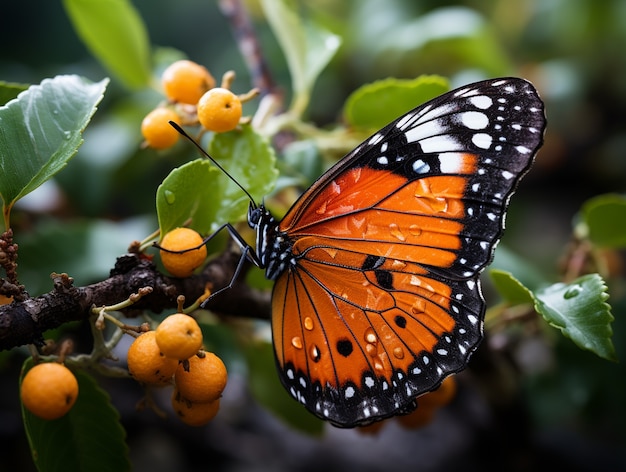 Le papillon sur les feuilles