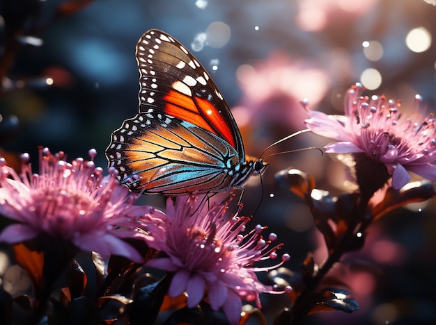 Photo gratuite le papillon en fleurs