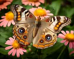 Photo gratuite le papillon en fleurs