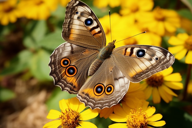 Photo gratuite le papillon en fleurs