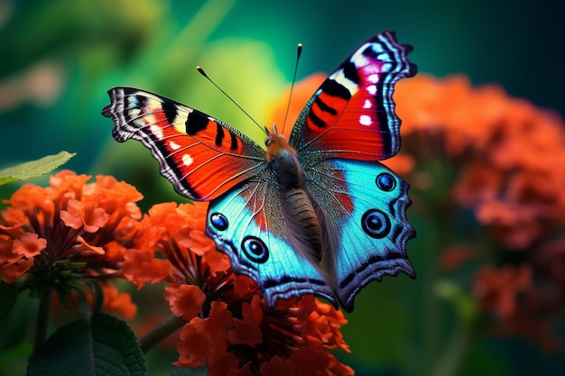 Photo gratuite le papillon en fleurs