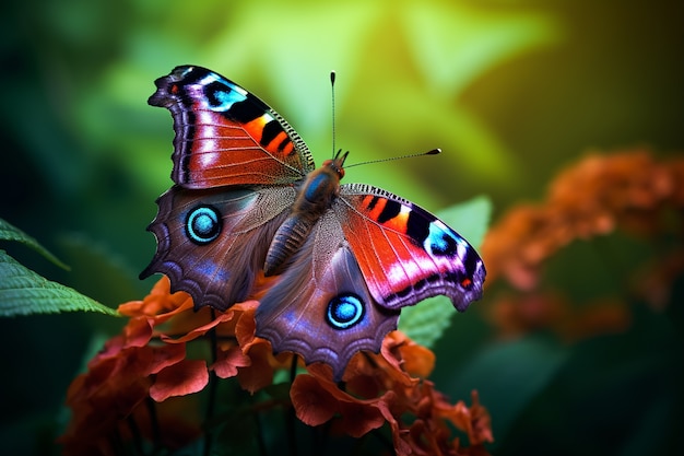 Photo gratuite le papillon en fleurs