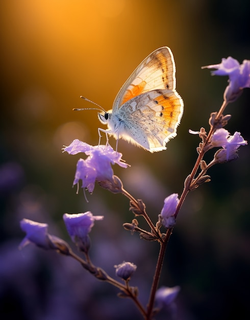 Photo gratuite le papillon en fleurs