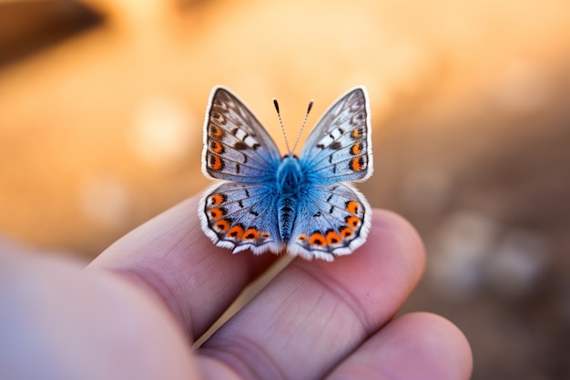 Photo gratuite le papillon à la main