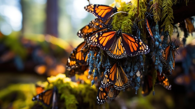 Photo gratuite papillons sur une branche d'un arbre en fleurs libre