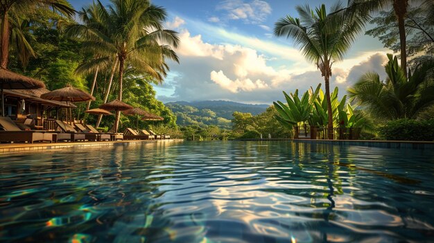 Un paradis tropical dans un complexe au bord de la piscine