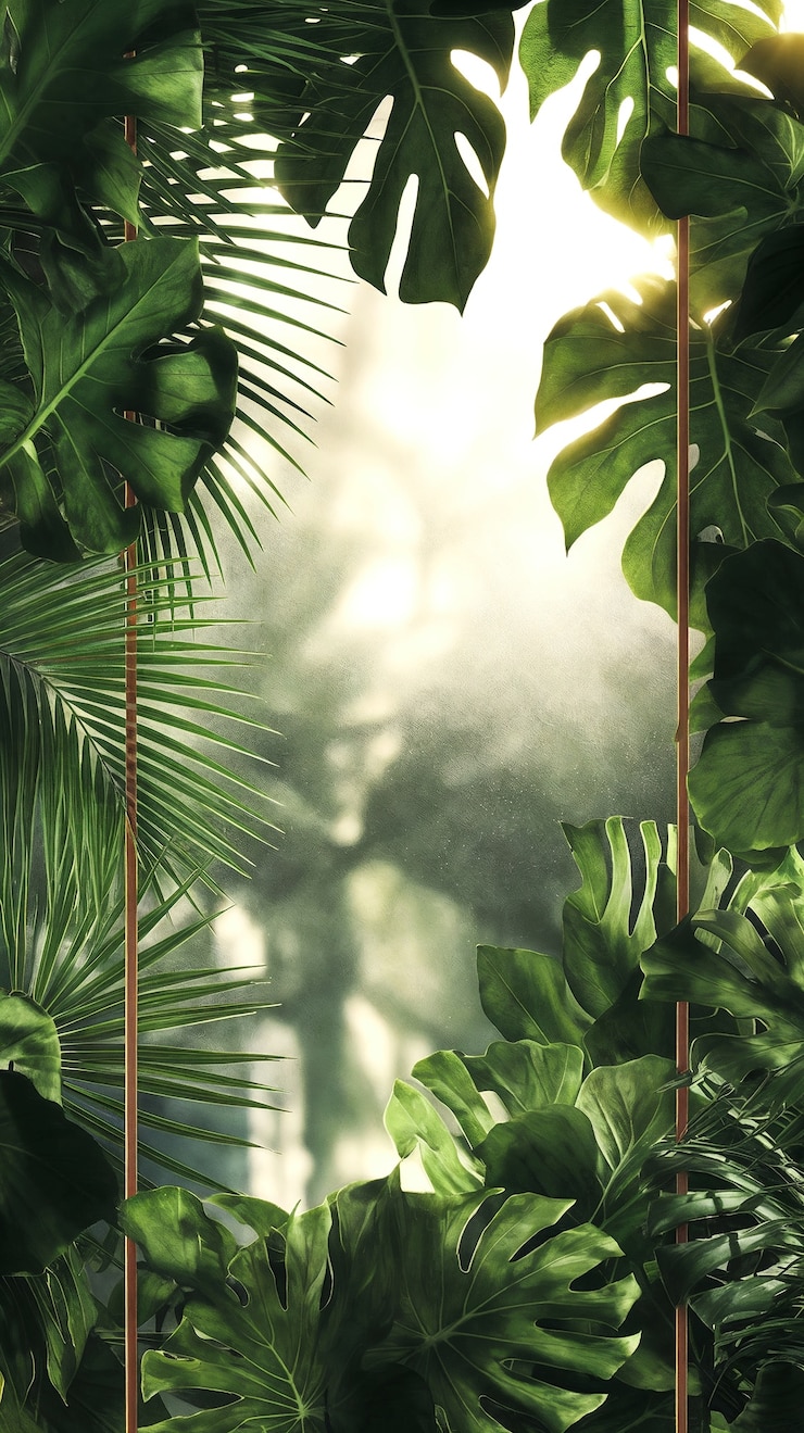Photo gratuit un paradis tropical: une jungle verte et luxuriante avec un cadre doré