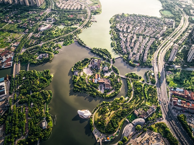 Photo gratuite parc avec la ville