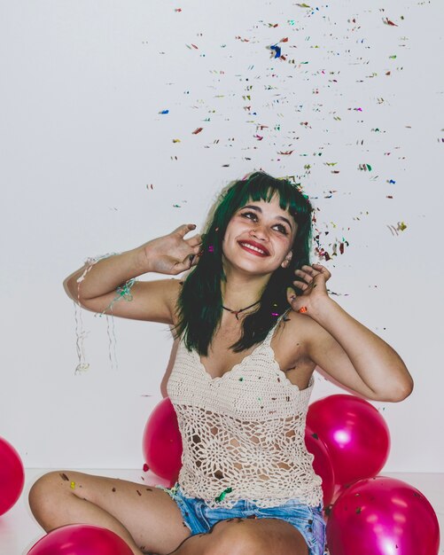 Party girl with confetti