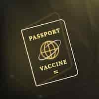 Photo gratuite passeport de certificat de vaccin covid-19 graphique néon doré