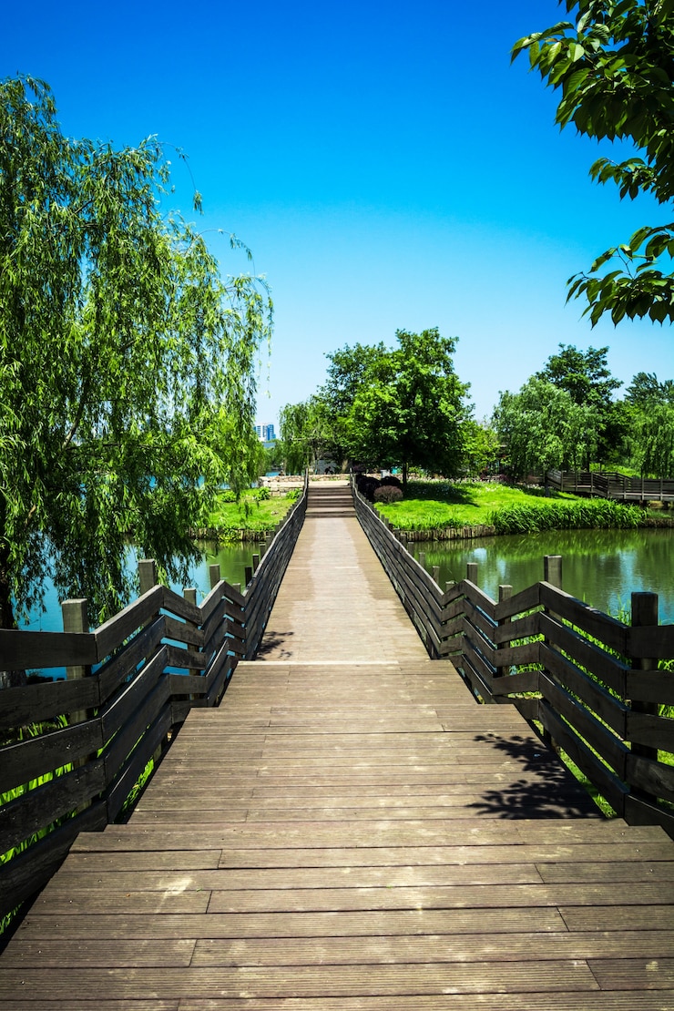Photo gratuit passerelle dans le jardin à bangkok, thaïlande